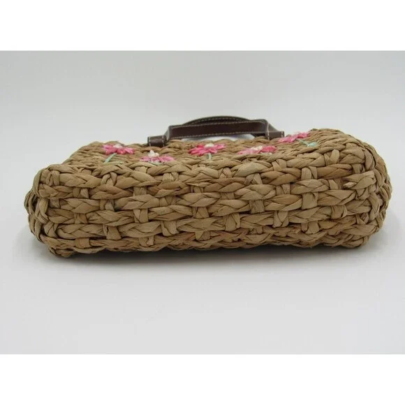 Lord & Taylor Purse Straw Rattan Handbag Retro Flowers Vacation Floral 90s VTG - Picture 10 of 16